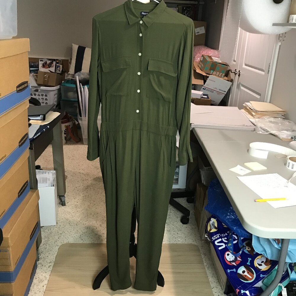 Women's Madewell Viscose green crepe Jumpsuit Size S